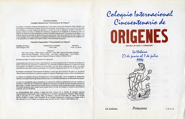 Coloquio Internacional Cincuentenario de Orígenes: Revista de Arte y Literatura